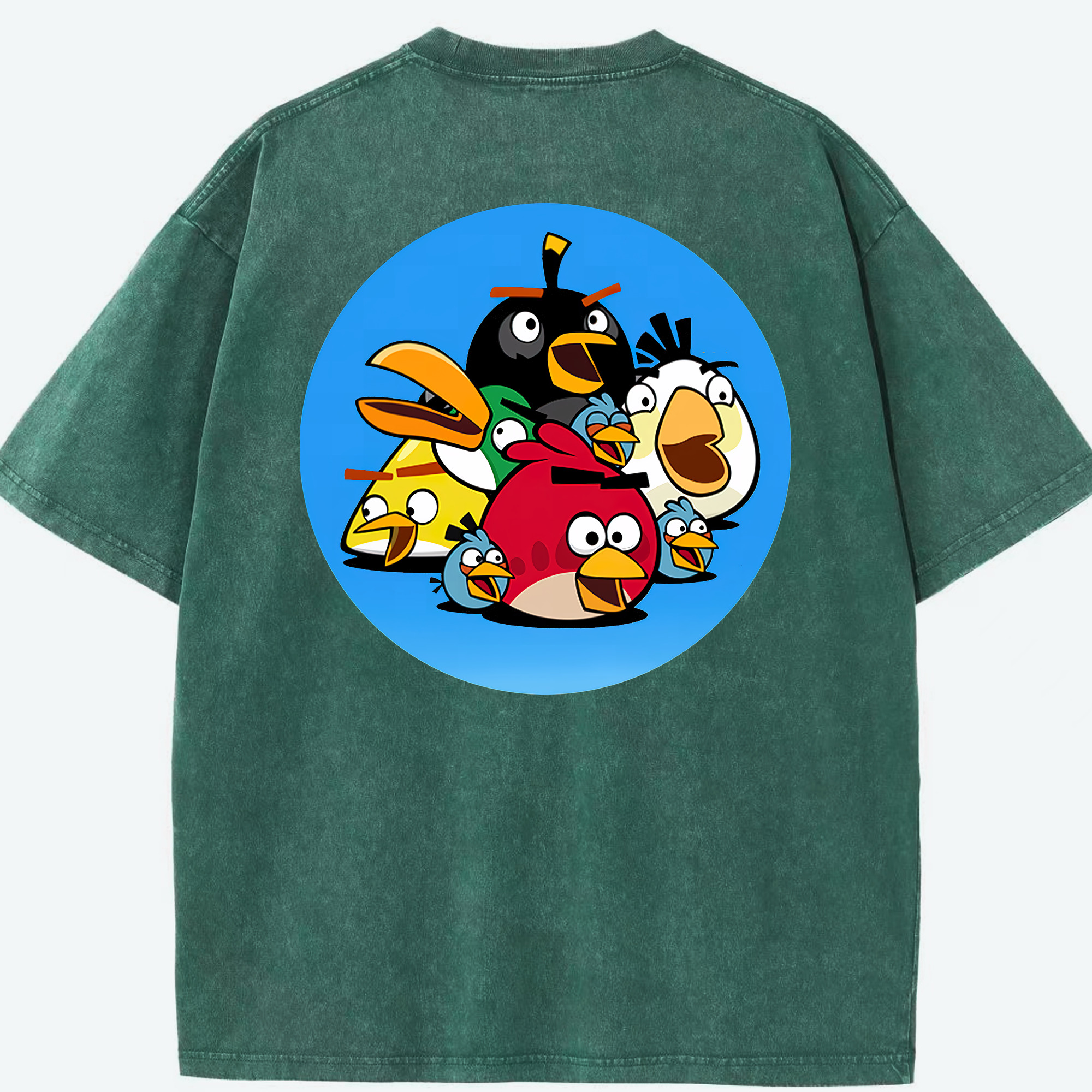 （画像用） Angry Birds アングリーバード 綿100% ヴィンテージ風 半袖Tシャツ（背面プリント）